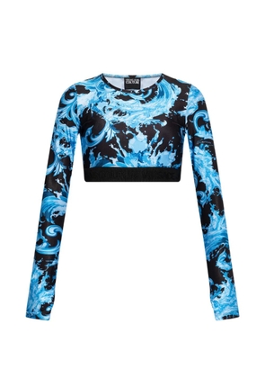 Versace Jeans Couture printed long-sleeves crop top - Blue