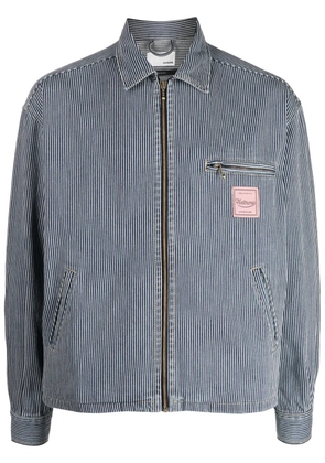 Haikure striped zipped cotton shirt jacket - Blue