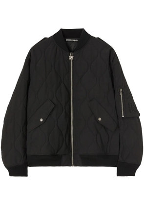 Palm Angels logo-appliqué quilted bomber jacket - Black