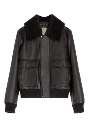 LEMAIRE fur-collar leather jacket - Black