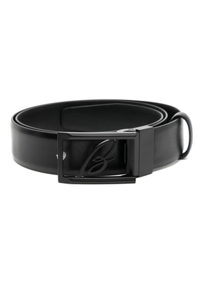 Brioni logo-buckle leather belt - Black
