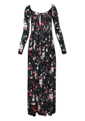 Rabanne rose-print maxi dress - Black