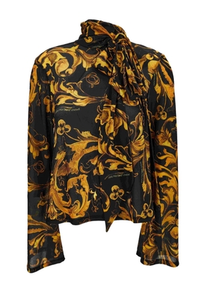 Versace Jeans Couture baroque-print tie-neck top - Black