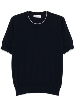 Brunello Cucinelli contrast-trim T-shirt - Blue
