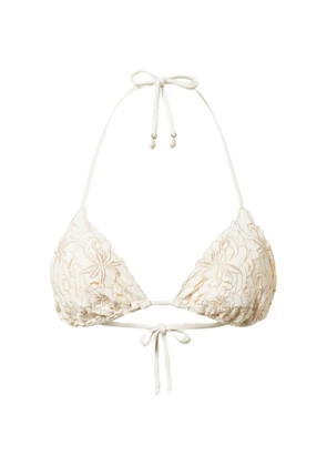 TWINSET floral-embroidered bikni top - White