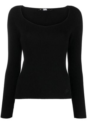 Karl Lagerfeld long-sleeved ribbed-knit top - Black