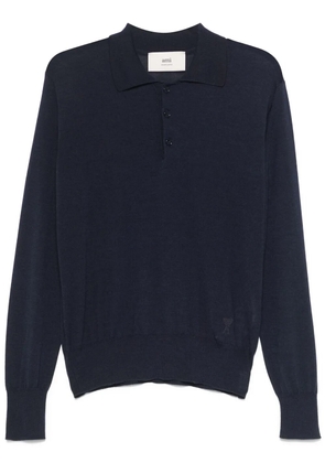 AMI Paris fine-knit polo shirt - Blue