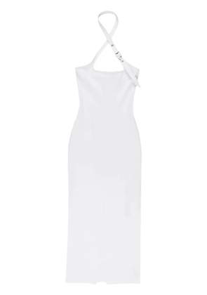 The Attico decorative-buckle halterneck dress - White