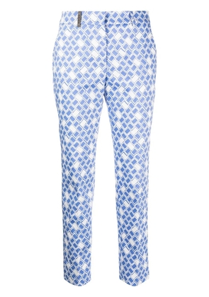 Peserico geometric-print slim trousers - Blue