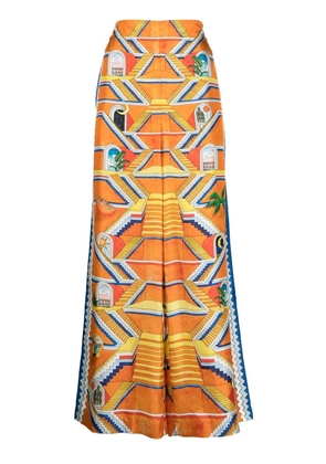 Casablanca Escalier Infini silk wide-leg trousers - Orange