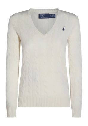 Polo Ralph Lauren cable-knit V-neck sweater - White