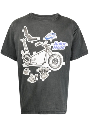 SAINT MXXXXXX graphic-print distressed cotton T-shirt - Grey