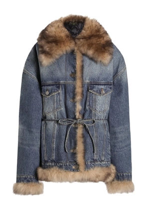 Dolce & Gabbana faux-fur detail denim coat - Blue