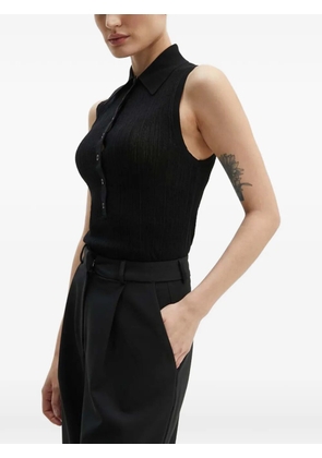 A.L.C. buttoned collared polo top - Black