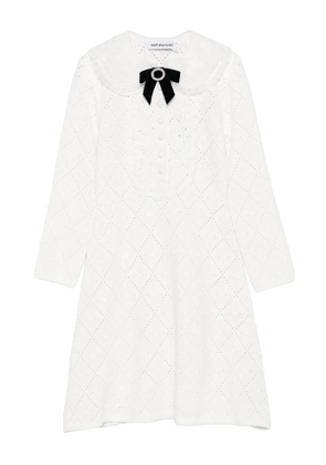 Self-Portrait bow-embellished mini dress - White