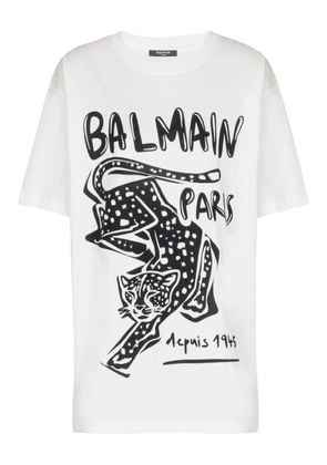 Balmain leopard-print short-sleeved T-shirt - White