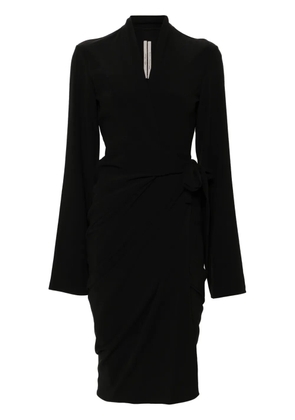 Rick Owens tie-fastening crepe wrap dress - Black