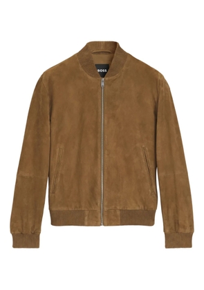 BOSS zip ribbed suede jacket - Brown
