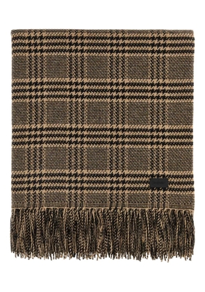Saint Laurent checked fringed scarf - Brown