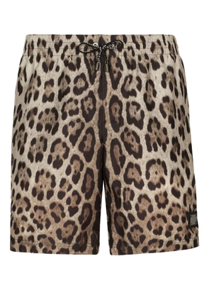 Dolce & Gabbana leopard-print swim shorts - Neutrals