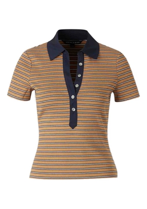 Veronica Beard striped ribbed polo shirt - Brown