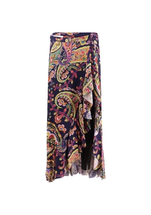 ETRO ruffled paisley skirt - Blue