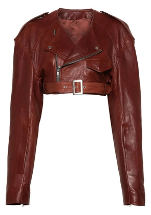 Rick Owens Micro Biker cropped leather jacket - Orange