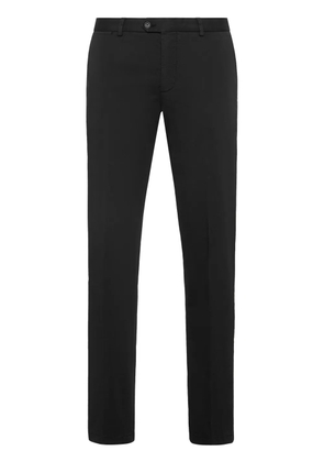 Philipp Plein logo-patch cotton-blend chinos - Black