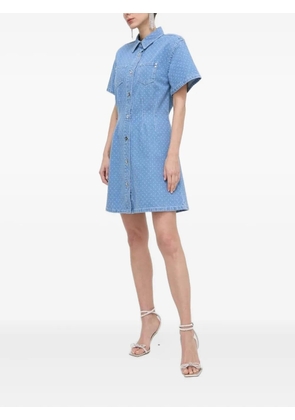 Custommade polka-dot mini shirt dress - Blue