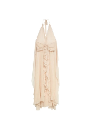 Blumarine ruffled flower long dress - Neutrals