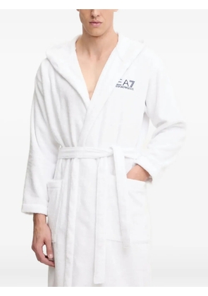 Ea7 Emporio Armani embroidered-logo robe - White