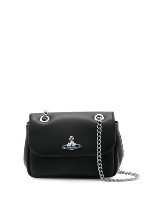 Vivienne Westwood small Orb-plaque leather shoulder bag - Black