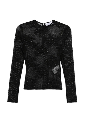 Giuseppe Di Morabito crystal-embellishment lace-fabric top - Black