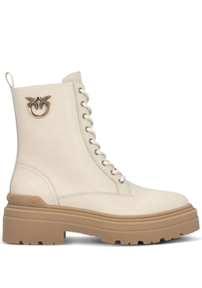 PINKO Mia leather combat boots - Neutrals