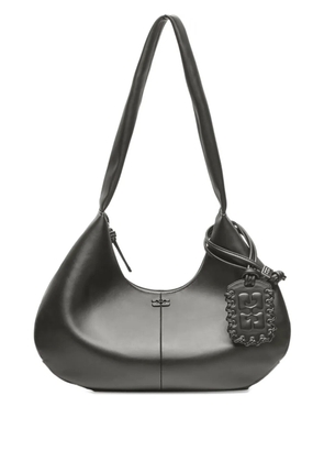 GANNI logo-tag leather shoulder bag - Black