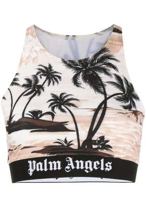Palm Angels palm-print crop top - Neutrals