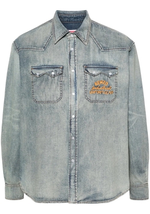 Kenzo logo-embroidered denim shirt - Blue