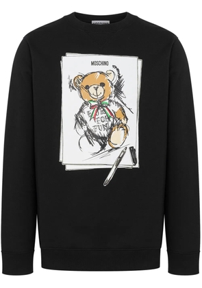 Moschino teddy bear-print cotton sweatshirt - Black