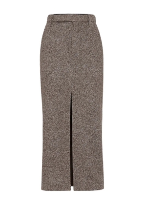 Brunello Cucinelli slit-front pencil maxi skirt - Brown