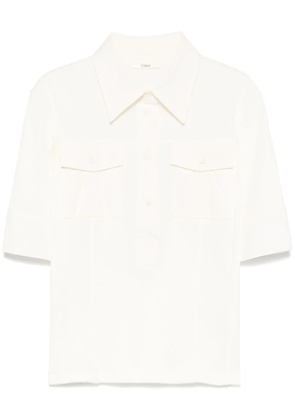 Chloé logo-embroidered polo top - Neutrals