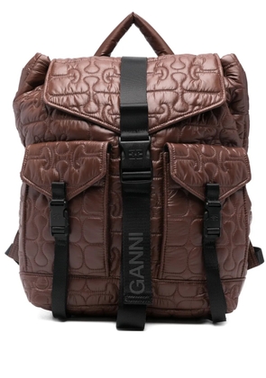 GANNI quilted backpack - Brown