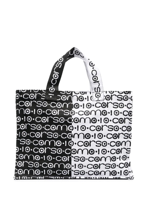 10 CORSO COMO two-tone logo canvas bag - White