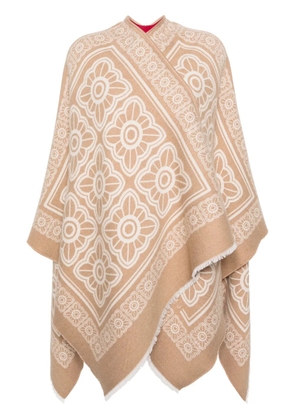 La DoubleJ Tiles-print reversible poncho - Brown