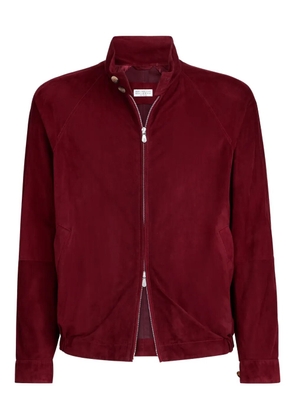 Brunello Cucinelli stand-collar suede jacket - Red
