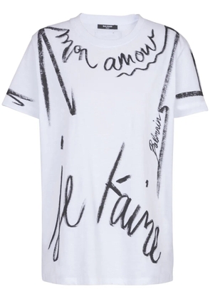 Balmain 'Je T'Aime'-print short-sleeve T-shirt - White
