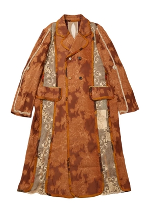 COMMUNS floral-jacquard double-breasted coat - Brown