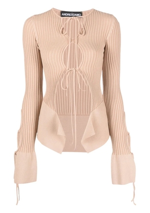 ANDREĀDAMO cut-out ribbed top - Neutrals