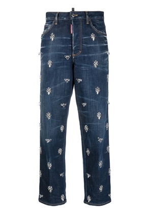 DSQUARED2 Crystal Flies high-rise cropped jeans - Blue
