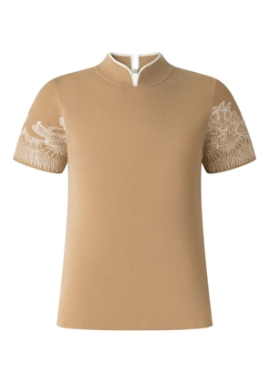 Shanghai Tang lace sleeve qipao top - Neutrals