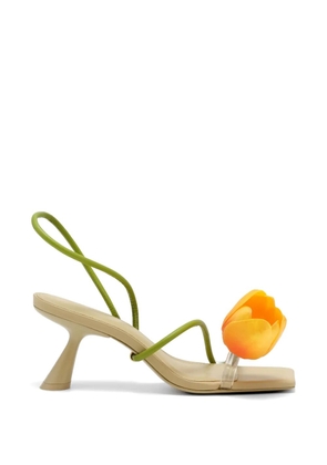 Cult Gaia Ria floral-strap leather sandals - Neutrals